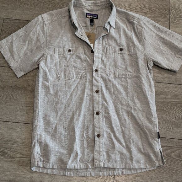 Patagonia Back Step Mens Small Salt Gray Hemp Cotton Outdoor Button Up Casual - Picture 1 of 6